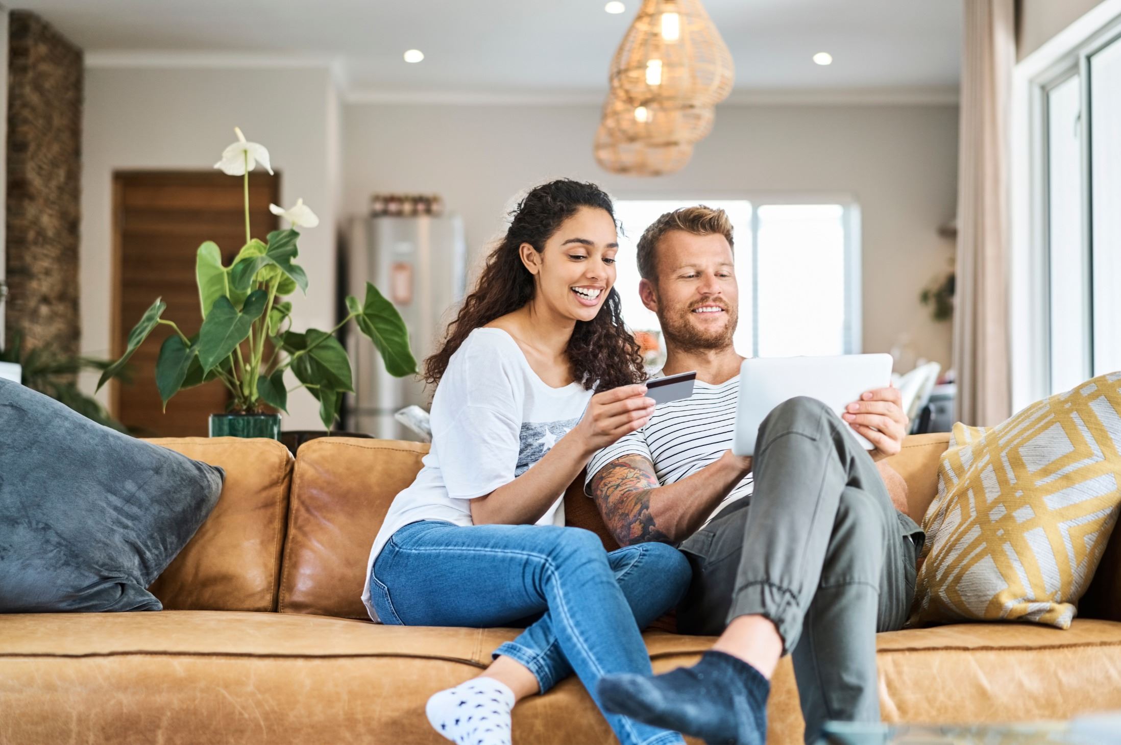 Couple sitting on couch